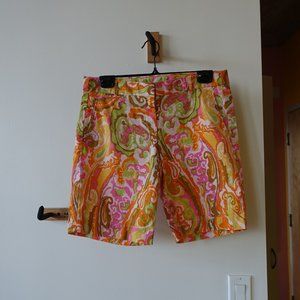 J CREW vacay vacation retro bermuda SHORTS paisley S SM 6 4